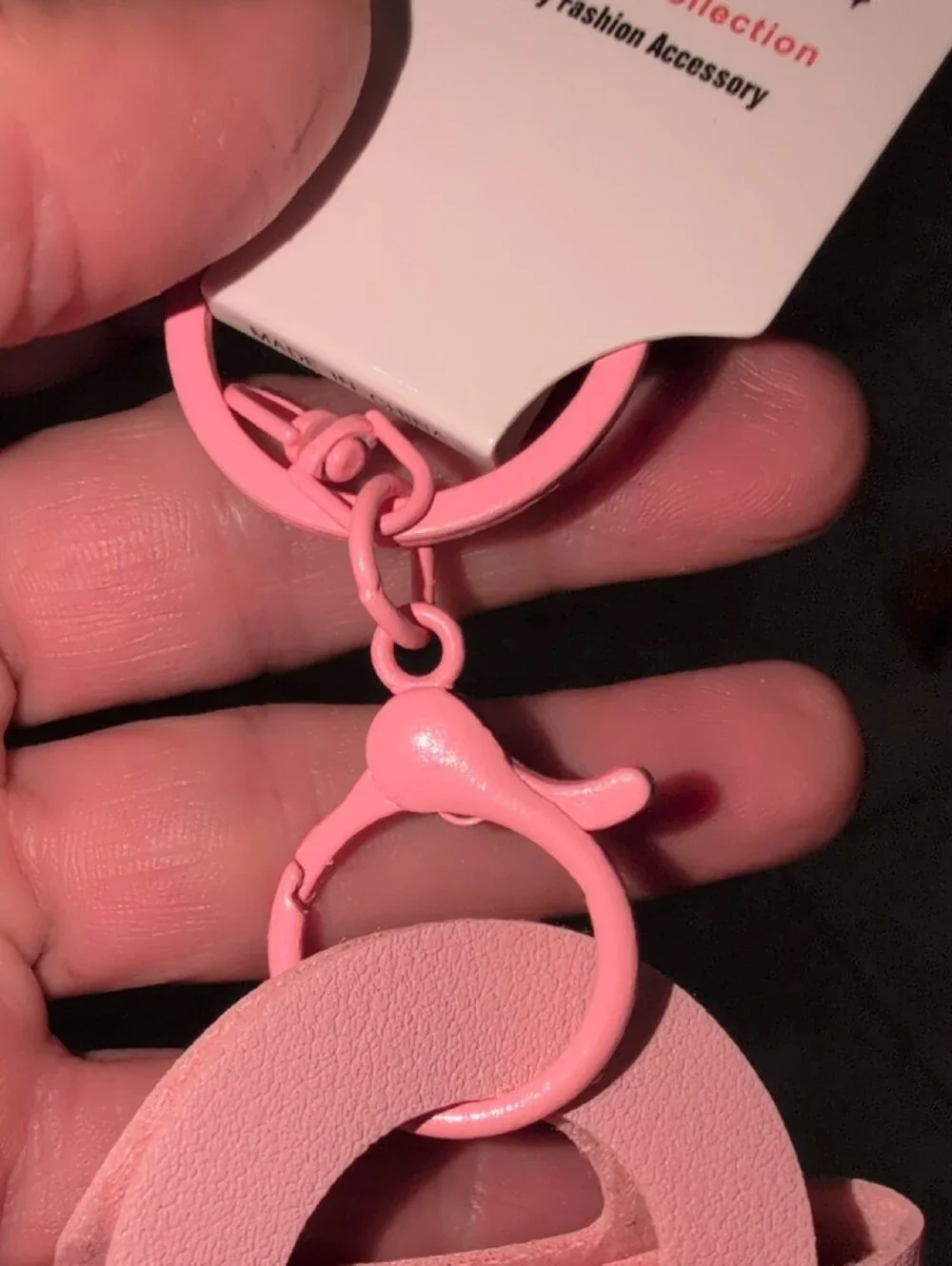Sparkling Pink Handbag Bag Charm with Crystal Script Accent